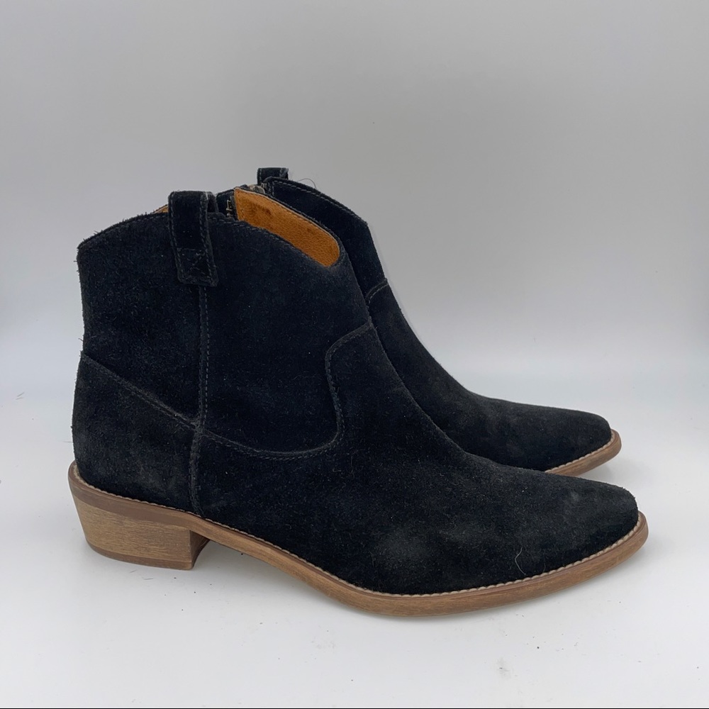 Madewell 1937 Footwear Barnwood black suede western low heel boots